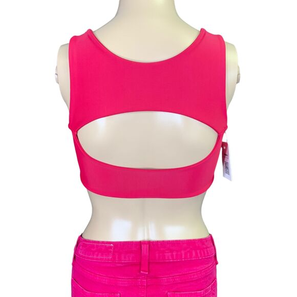 Cupshe Womens Bikini Swimsuit Top Cutout High Neck Magenta Pink Small - Picture 5 of 12